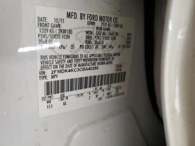 2012 FORD EDGE LIMITED  