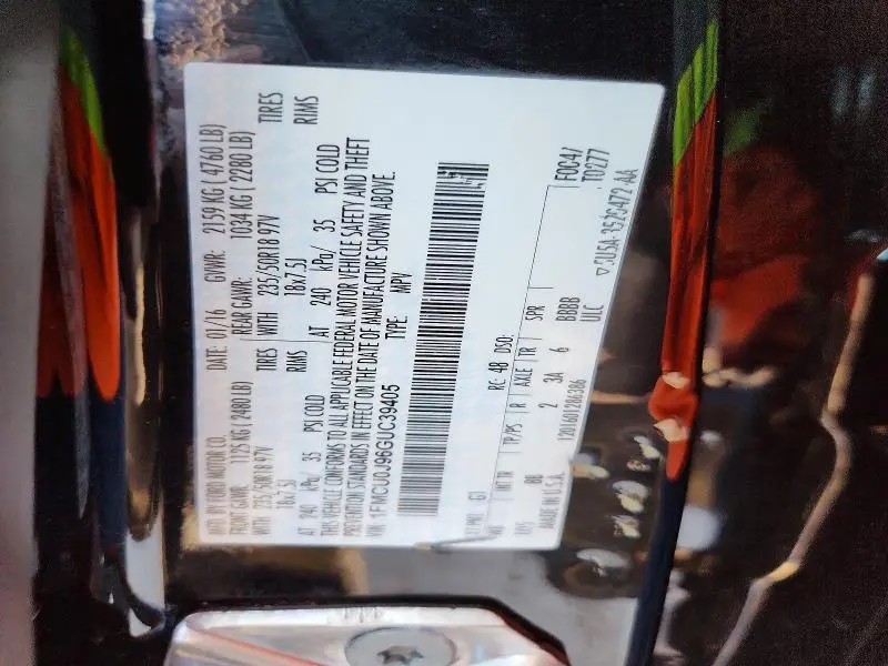 2016 FORD ESCAPE TITANIUM  