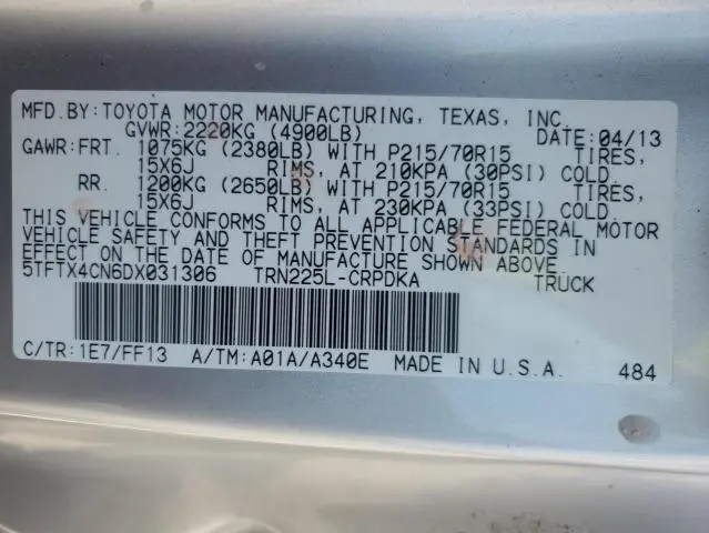 2013 TOYOTA TACOMA ACCESS CAB  