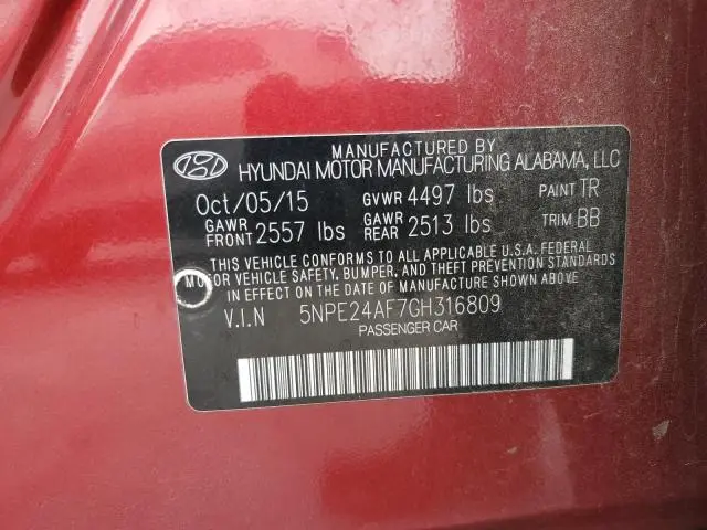 2016 HYUNDAI SONATA SE  