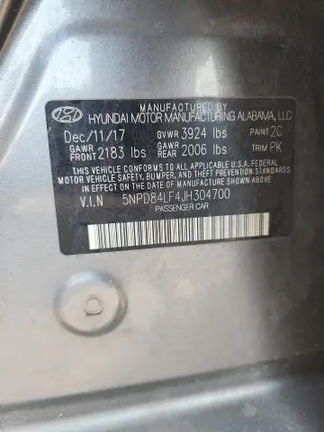 2018 HYUNDAI ELANTRA SEL  