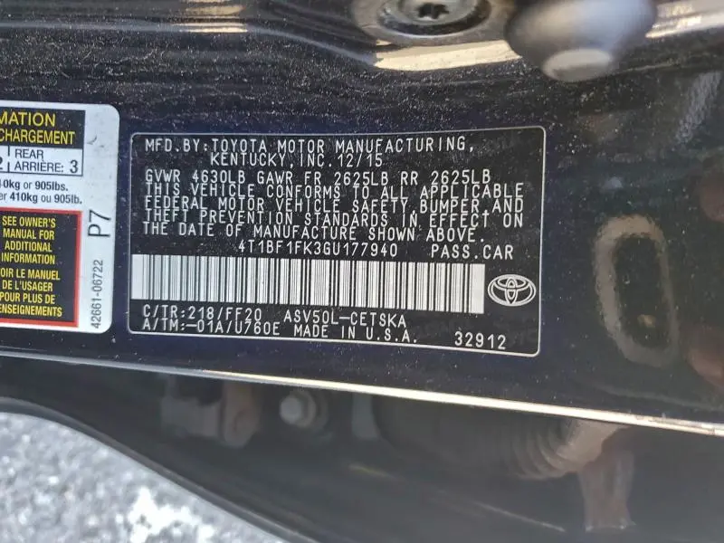 2016 TOYOTA CAMRY LE  