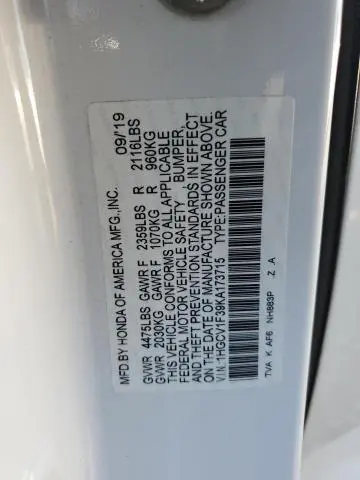 2019 HONDA ACCORD SPORT  