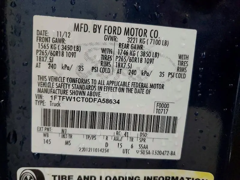 2013 FORD F150 SUPERCREW  