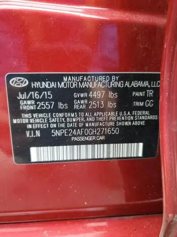 2016 HYUNDAI SONATA SE  