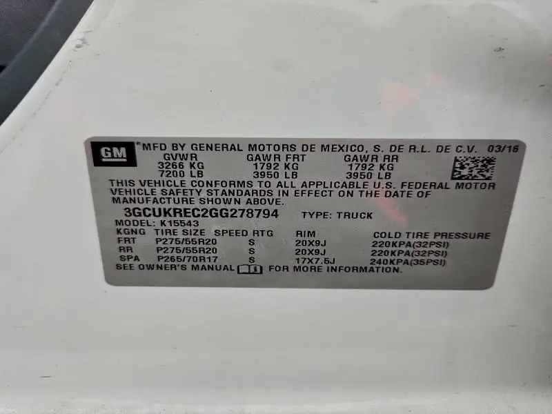 2016 CHEVROLET SILVERADO K1500 LT  