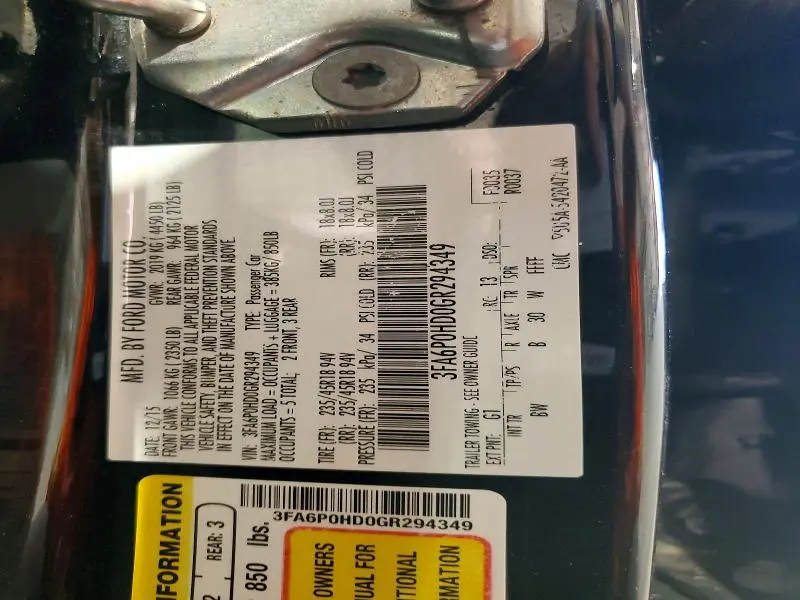 2016 FORD FUSION SE  
