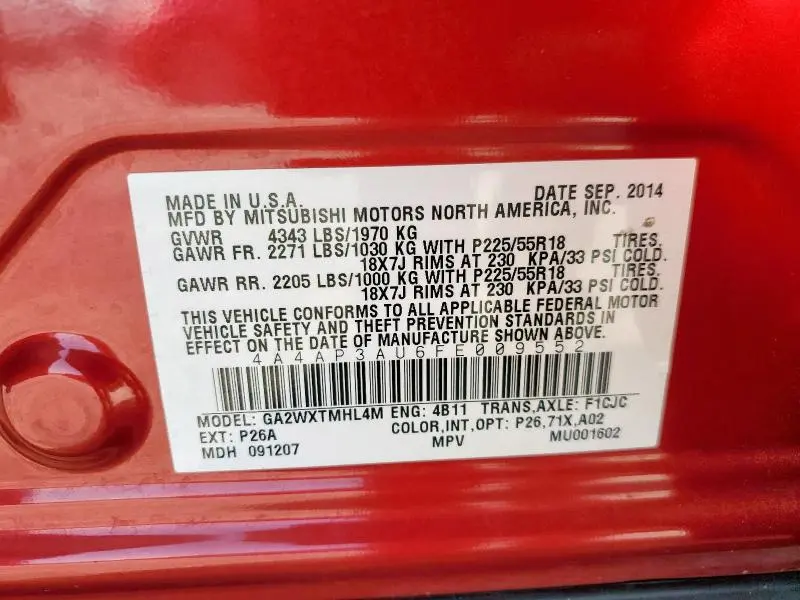 2015 MITSUBISHI OUTLANDER SPORT ES  