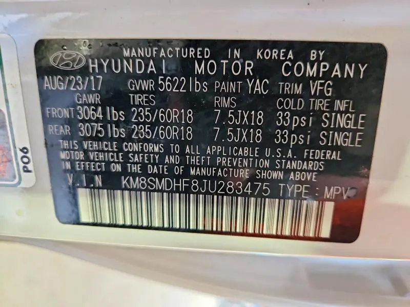 2018 HYUNDAI SANTA FE SE  