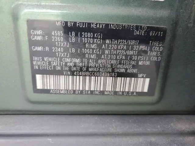 2011 SUBARU OUTBACK 2.5I PREMIUM  