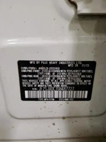 2016 SUBARU FORESTER 2.5I PREMIUM  