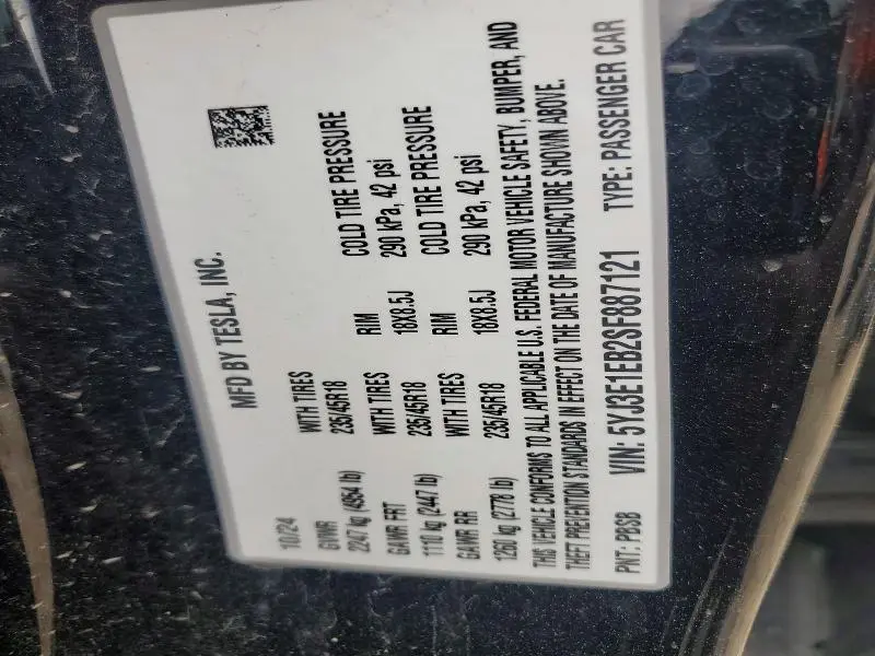 2025 TESLA MODEL 3   