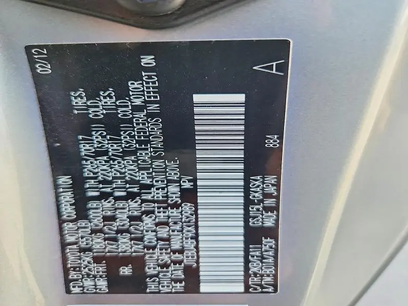 2012 TOYOTA FJ CRUISER BASE  