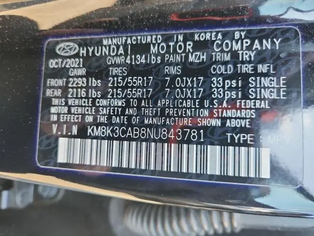 2022 HYUNDAI KONA SEL