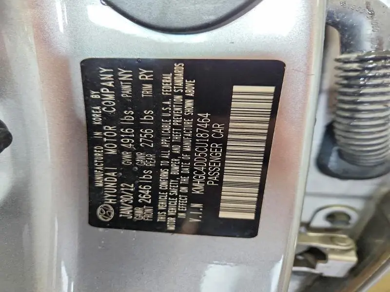 2012 HYUNDAI GENESIS 3.8L  