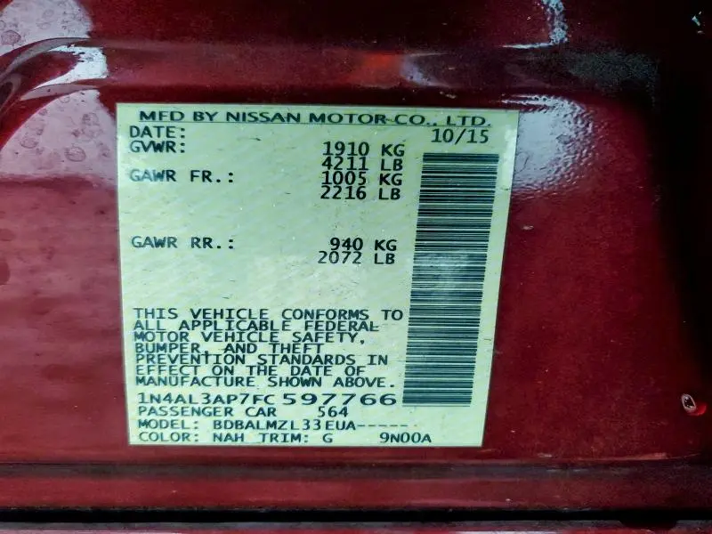 2015 NISSAN ALTIMA 2.5  