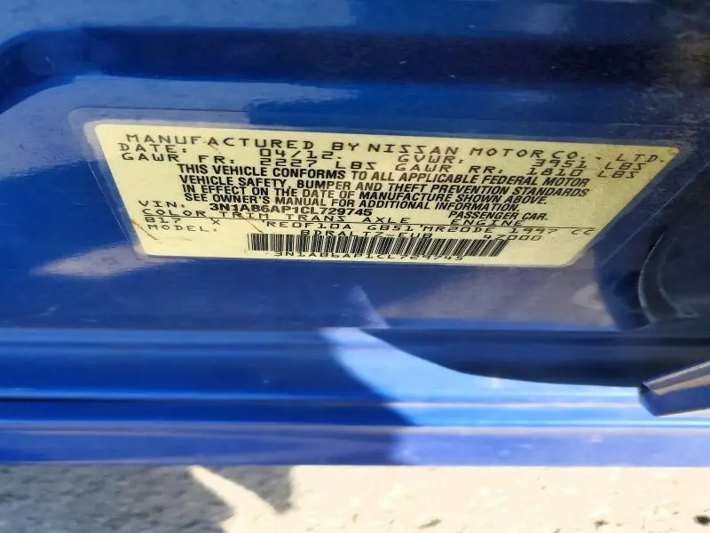 2012 NISSAN SENTRA 2.0  