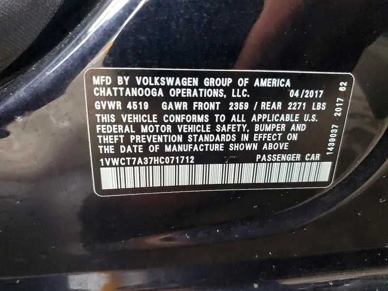 2017 VOLKSWAGEN PASSAT SEL PREMIUM  