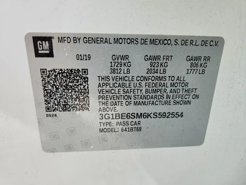 2019 CHEVROLET CRUZE LT  