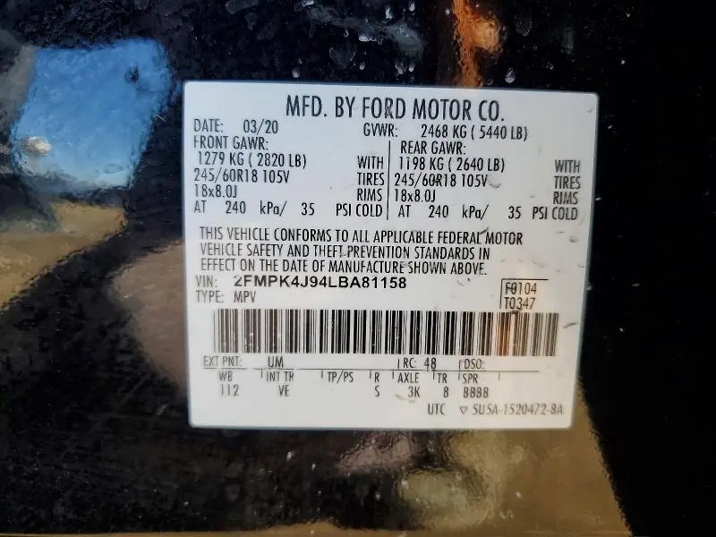 2020 FORD EDGE SEL  