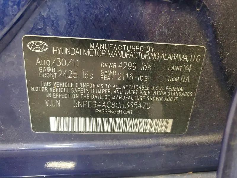 2012 HYUNDAI SONATA GLS  
