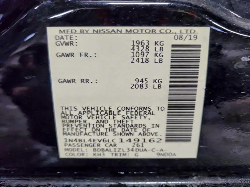 2020 NISSAN ALTIMA SL  