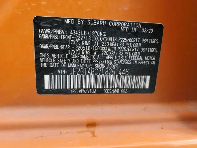 2020 SUBARU CROSSTREK   