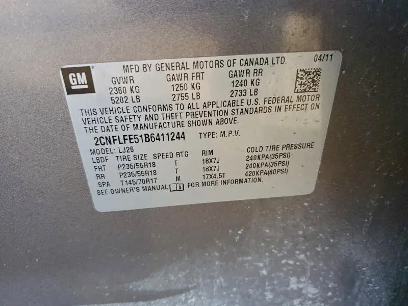 2011 CHEVROLET EQUINOX LTZ  