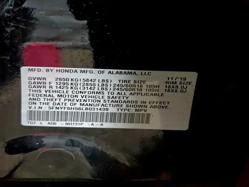 2020 HONDA PILOT EXL  