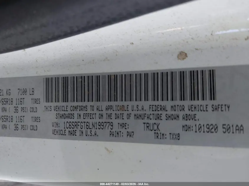 2020 RAM 1500 TRADESMAN  4X4 5'7 BOX