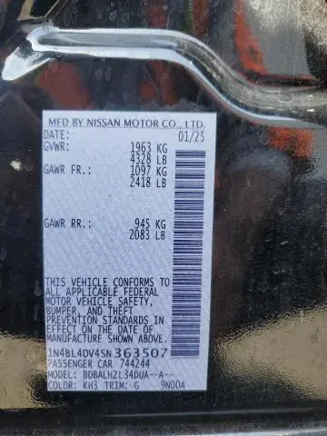 2025 NISSAN ALTIMA SV  