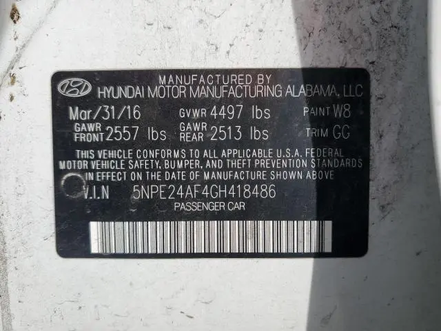 2016 HYUNDAI SONATA SE  