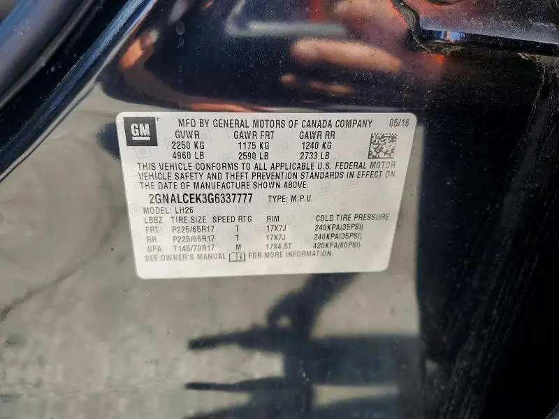 2016 CHEVROLET EQUINOX LT  
