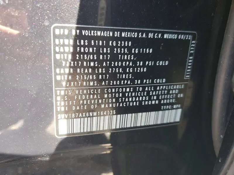2022 VOLKSWAGEN TIGUAN S  