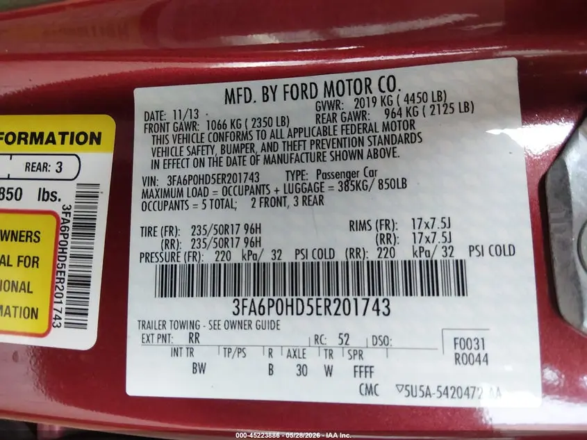 2014 FORD FUSION SE