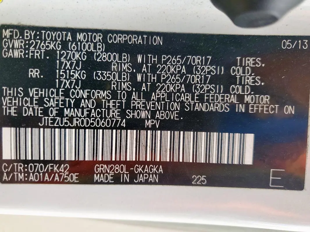 2013 TOYOTA 4RUNNER SR5  