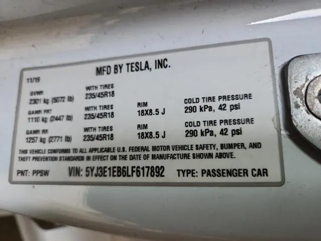 2020 TESLA MODEL 3   