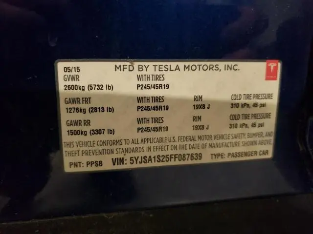 2015 TESLA MODEL S 70D  
