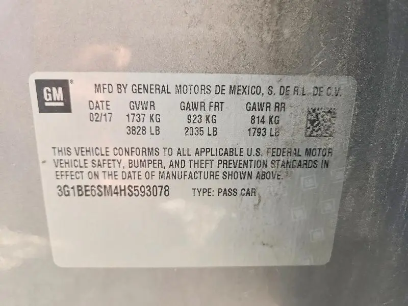 2017 CHEVROLET CRUZE LT  