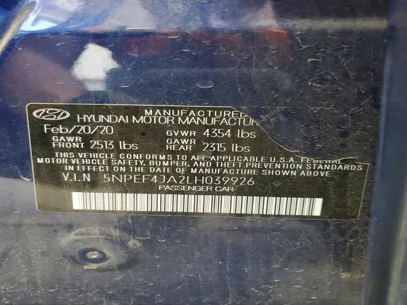 2020 HYUNDAI SONATA SEL  