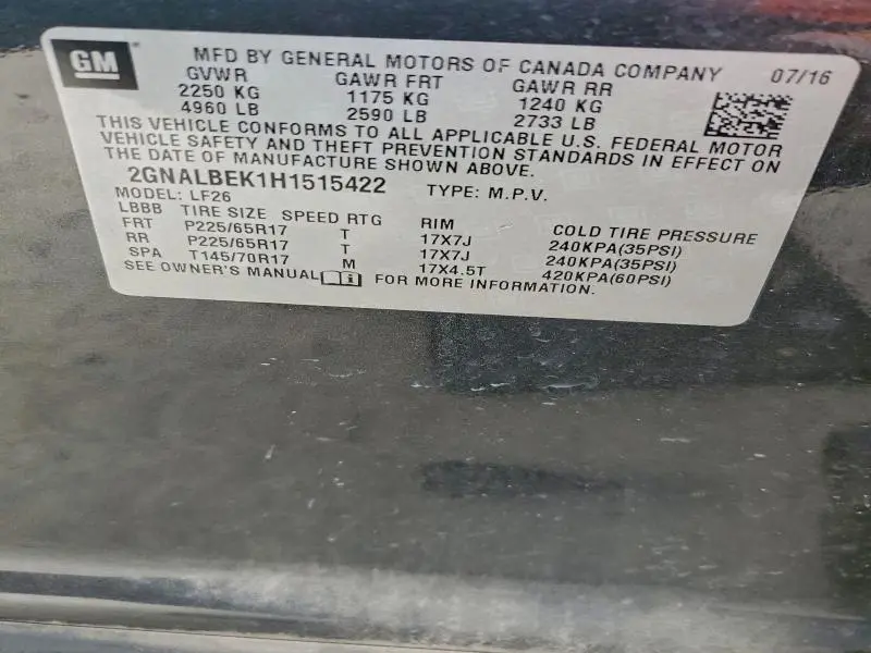 2017 CHEVROLET EQUINOX LS  