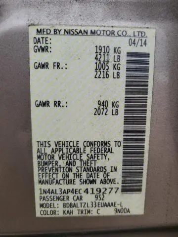 2014 NISSAN ALTIMA 2.5  