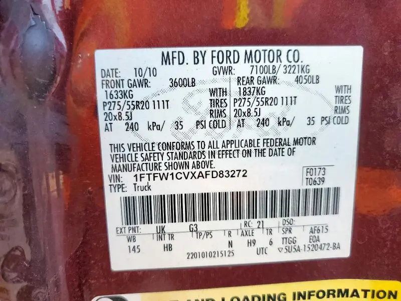 2010 FORD F150 SUPERCREW  