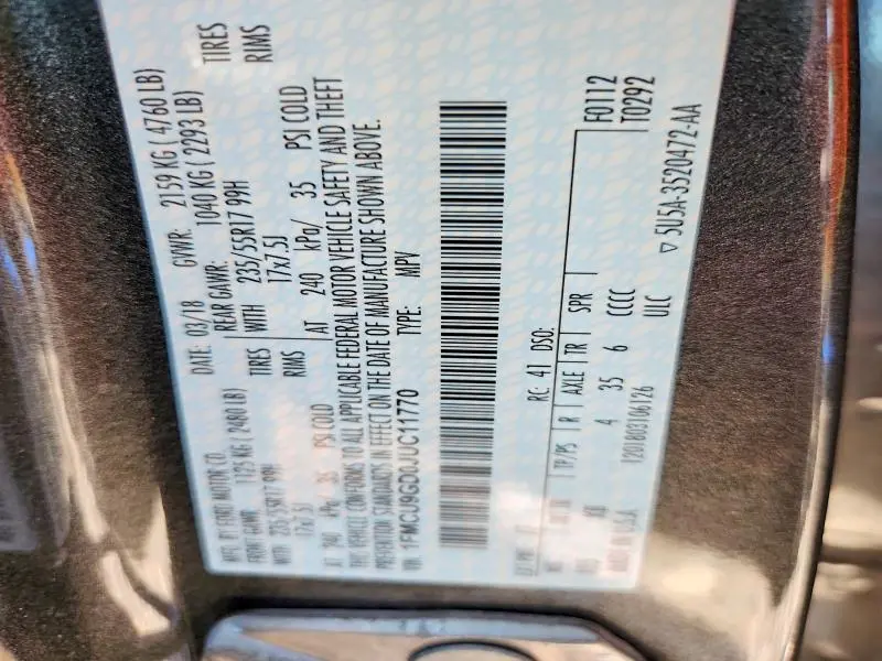 2018 FORD ESCAPE SE  