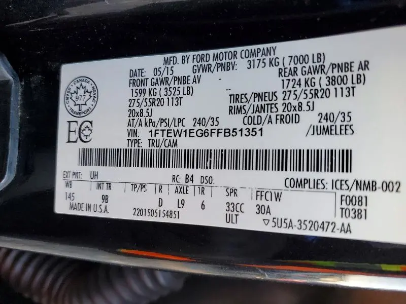 2015 FORD F150 SUPERCREW  
