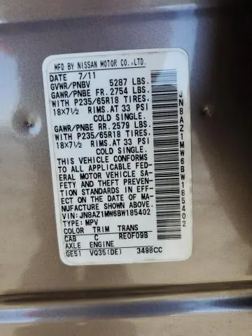 2011 NISSAN MURANO S  