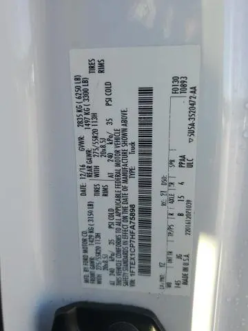 2017 FORD F150 SUPER CAB  