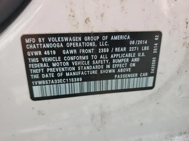 2014 VOLKSWAGEN PASSAT SE