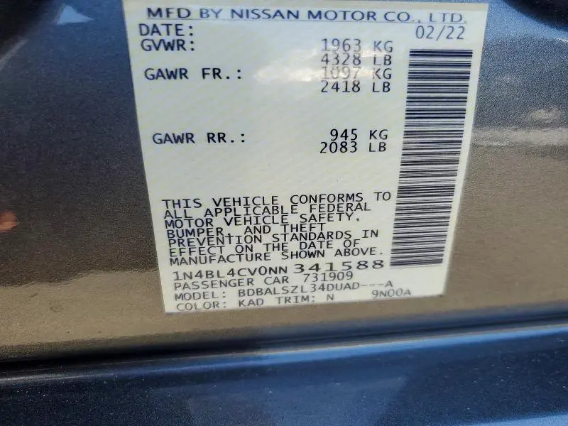 2022 NISSAN ALTIMA SR  