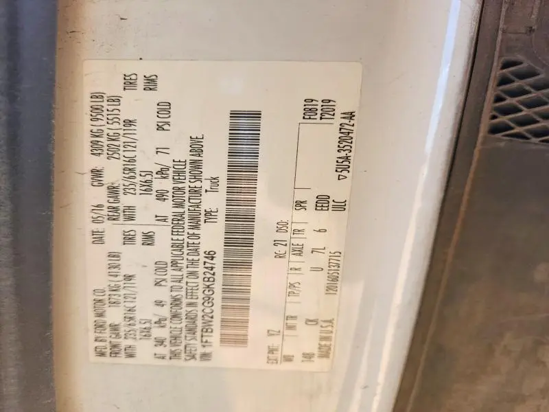 2016 FORD TRANSIT T-250  